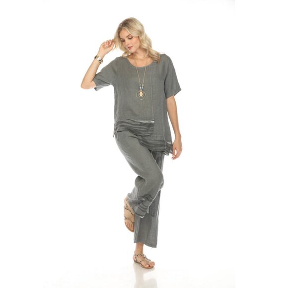 Charcoal Abstract Print Wide Leg Pant - Picture 7 of 9